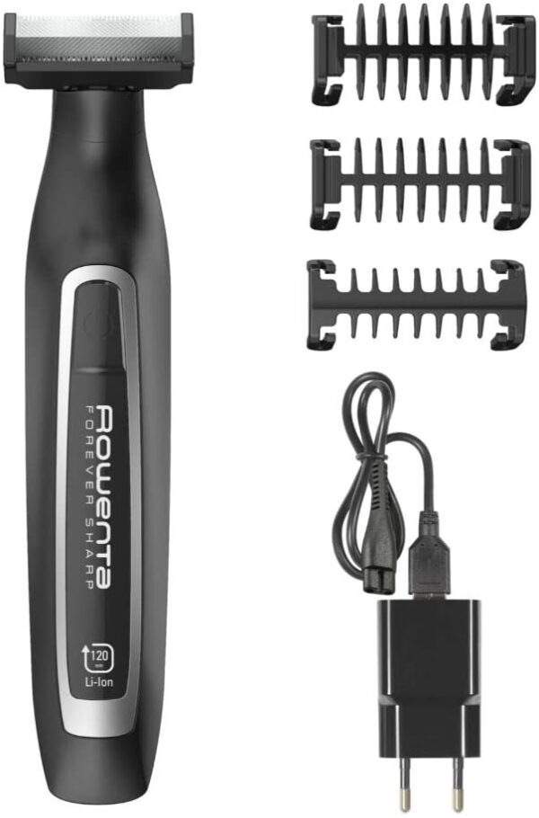 Rowenta Forever Sharp TN6000 beard trimmer Wet & Dry Black,Silver Forever Sharp TN6000, 0.4 mm, 5 mm, 3.2 cm, 2 mm, Buttons, Black,Silver