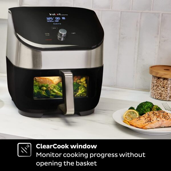 Instant Vortex Plus 5.7L, 6-in-1 Air Fryer with ClearCook™ S/S Odorerase Easy View Windows Built-in Air Filters, Air Fry, Roast, Broil, Bake, Reheat, Dehydrate, 1700W