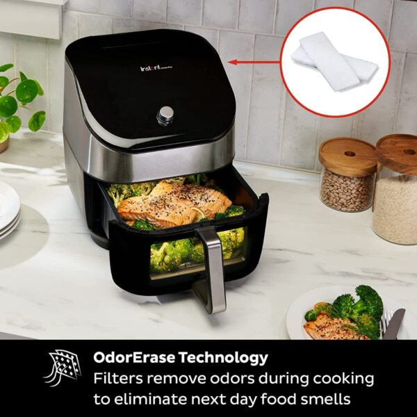 Instant Vortex Plus 5.7L, 6-in-1 Air Fryer with ClearCook™ S/S Odorerase Easy View Windows Built-in Air Filters, Air Fry, Roast, Broil, Bake, Reheat, Dehydrate, 1700W