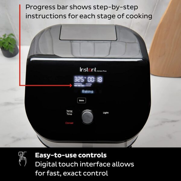 Instant Vortex Plus 5.7L, 6-in-1 Air Fryer with ClearCook™ S/S Odorerase Easy View Windows Built-in Air Filters, Air Fry, Roast, Broil, Bake, Reheat, Dehydrate, 1700W