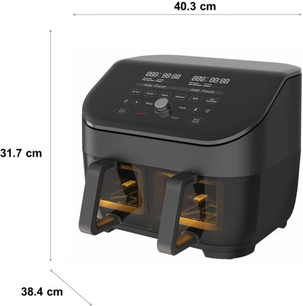 Instant Vortex Plus Dual Basket with ClearCook – 7.6L Digital Health Air Fryer, Black, 8-in-1 Smart Programs – Air Fry, Bake, Roast, Grill, Dehydrate, Reheat, XL Capacity -1700W