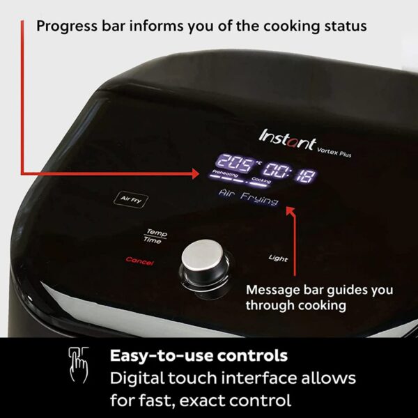Instant Vortex Plus Dual Basket with ClearCook – 7.6L Digital Health Air Fryer, Black, 8-in-1 Smart Programs – Air Fry, Bake, Roast, Grill, Dehydrate, Reheat, XL Capacity -1700W