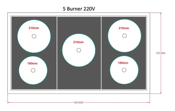 Invisacook 5 Ring Cooktop – 5 Burner 220V