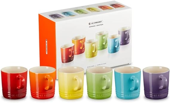 Le Creuset-Stoneware Rainbow Set of 6 Espresso Mugs 100ml