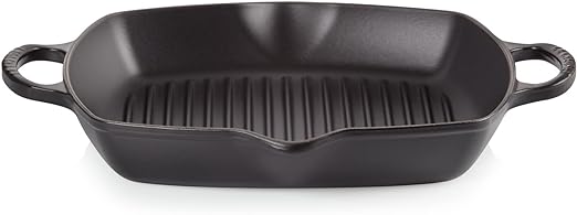 Le Creuset-Satin Black Cast Iron Deep Square Grill 30cm