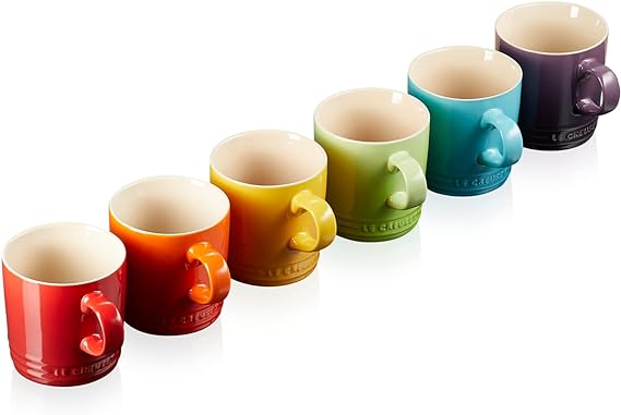 Le Creuset-Stoneware Rainbow Set of 6 Mugs 350ml