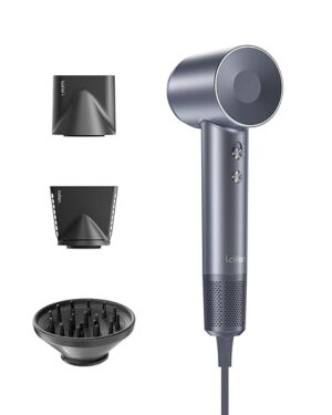 Laifen SWIFT SPECIAL – 110,000 RPM – High-Speed Hair Dryer – Negative Ionic Blow – Silver Blue (3 Nozzles)