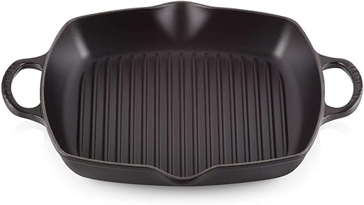 Le Creuset-Satin Black Cast Iron Deep Square Grill 30cm