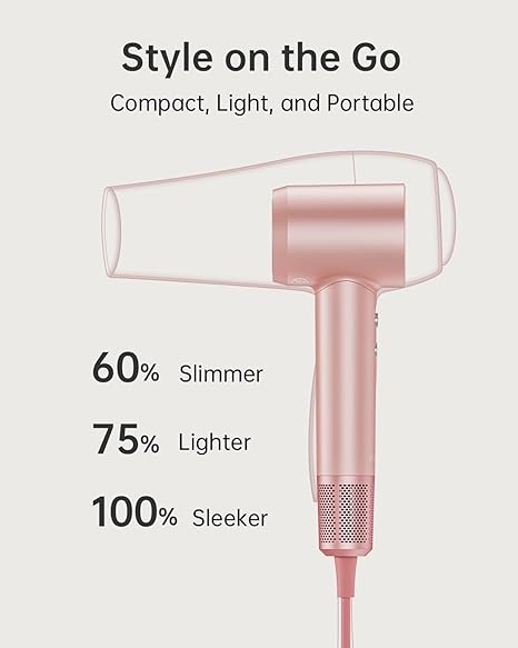 Laifen SWIFT SPECIAL – 110,000 RPM – High-Speed Hair Dryer – Negative Ionic Blow – Petal Pink (3 Nozzles)