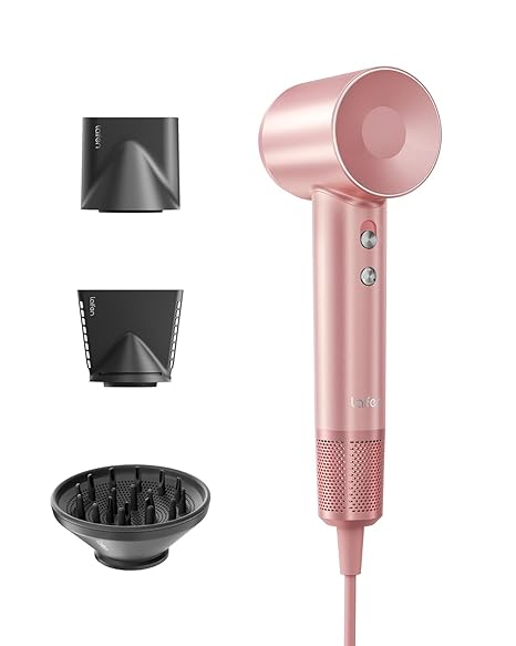 Laifen SWIFT SPECIAL – 110,000 RPM – High-Speed Hair Dryer – Negative Ionic Blow – Petal Pink (3 Nozzles)
