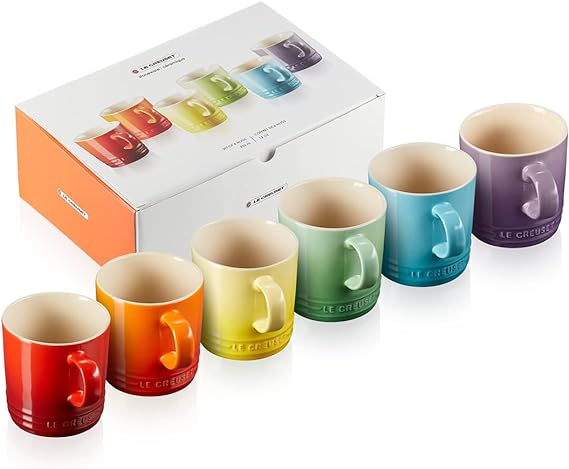 Le Creuset-Stoneware Rainbow Set of 6 Mugs 350ml