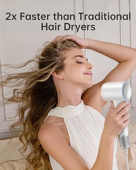 Laifen SWIFT SPECIAL – 110,000 RPM – High-Speed Hair Dryer – Negative Ionic Blow – Pearl White (3 Nozzles)