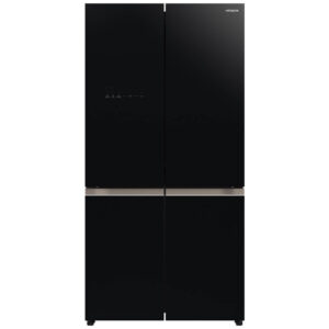 Hitachi French Bottom Freezer Deluxe 569L Vacuum Compartment & Auto Ice Maker – Glass Black