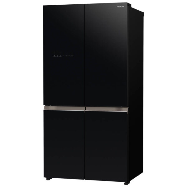 Hitachi French Bottom Freezer Deluxe 569L Vacuum Compartment & Auto Ice Maker – Glass Black