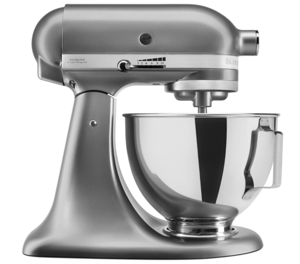 KitchenAid 5KSM95PSBCU STAND MIXER (4.3 L, Splash Guard, 300 Watt, Flat Stirrer, Dough Hook and Whisk) SILVER