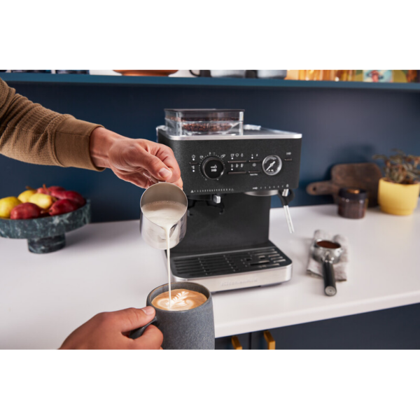 KitchenAid Semi Automatic Espresso Machine with Burr Grinder – Cast Iron Black
