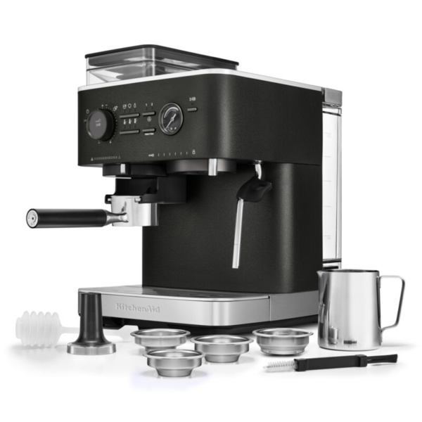 KitchenAid Semi Automatic Espresso Machine with Burr Grinder – Cast Iron Black