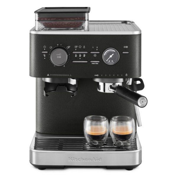 KitchenAid Semi Automatic Espresso Machine with Burr Grinder – Cast Iron Black