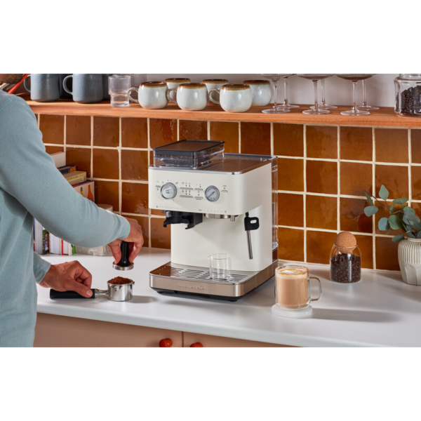KitchenAid Semi Automatic Espresso Machine with Burr Grinder – Porcelain White