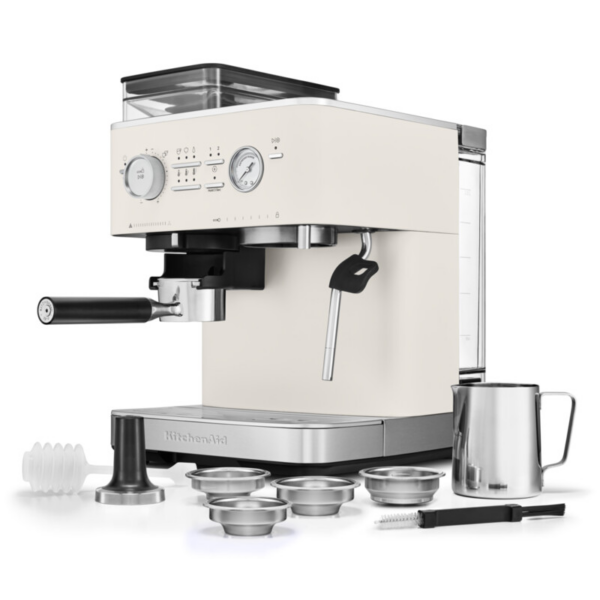 KitchenAid Semi Automatic Espresso Machine with Burr Grinder – Porcelain White
