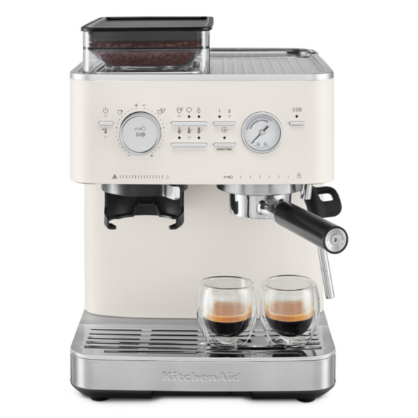 KitchenAid Semi Automatic Espresso Machine with Burr Grinder – Porcelain White