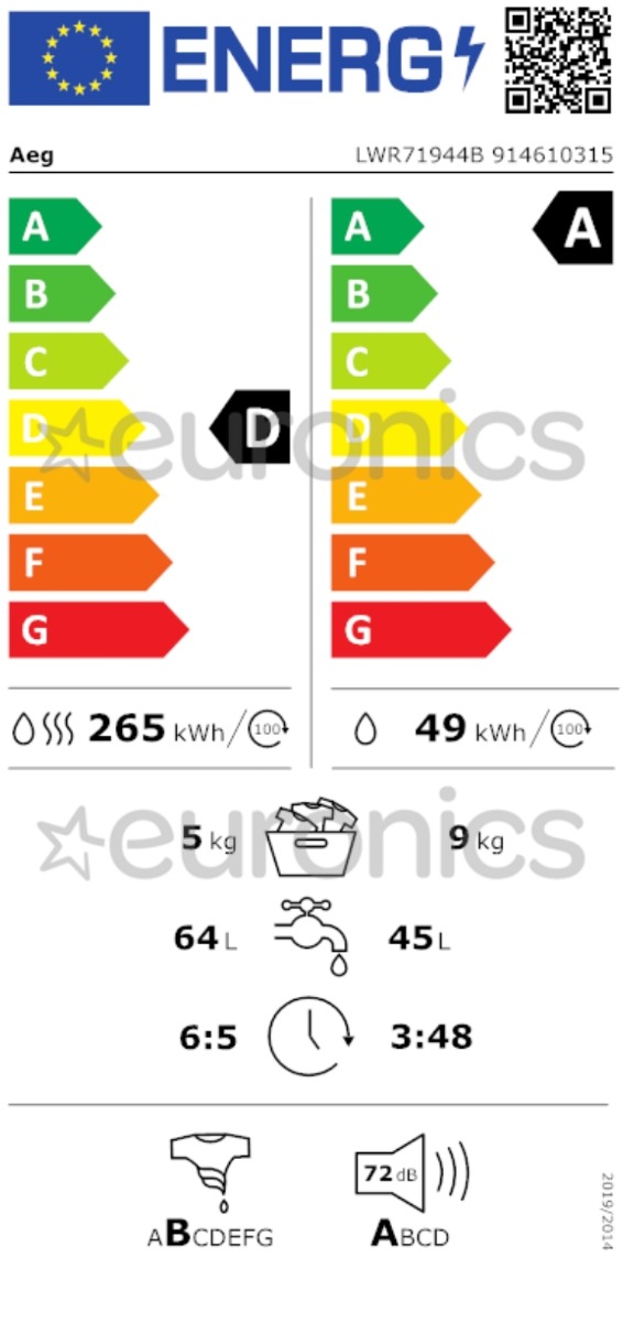 AEG 7000 ProSteam® 9/5 kg – Πλυντήριο – Στεγνωτήριο