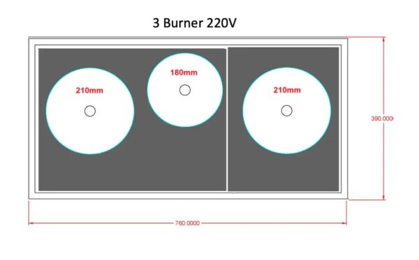 Invisacook 3 Ring Cooktop – 3 Burner 220V