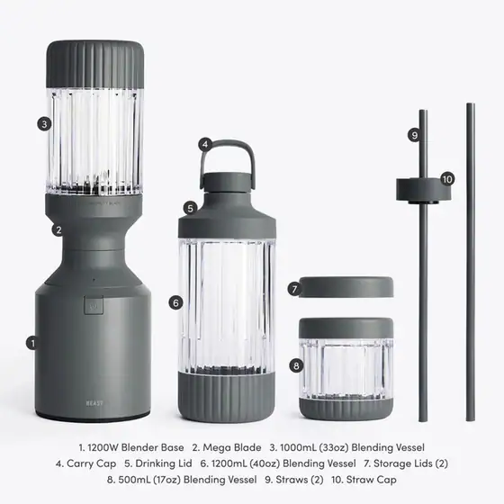 Beast® Mega Blender 1200 Plus – Charcoal